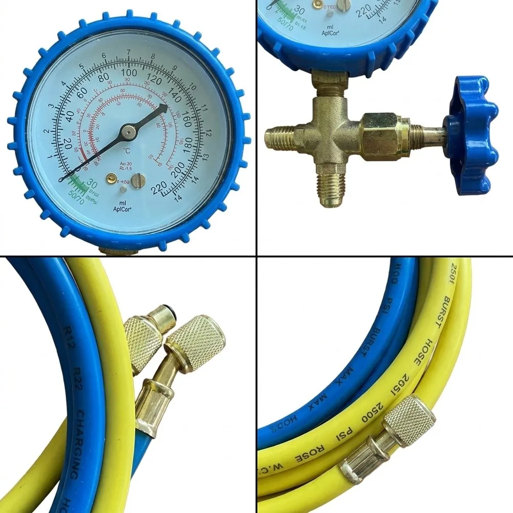 2pcs Plastic Brass Manifold Gauge Set R22 R404a For HVAC Refrigeration System Cooling Charging And Maintenance Tool Kit