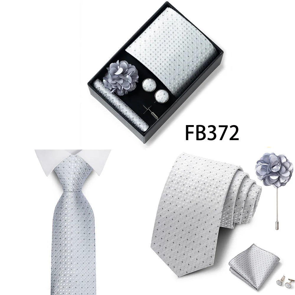 Erstklassige Weihnachtsgeschenkbox mit grauem Aufdruck, Krawatten, Einstecktuch, Manschettenknöpfe, Brosche, Set für Herren, Anzug, Accessoires, passend für die Gruppe – Detail 18