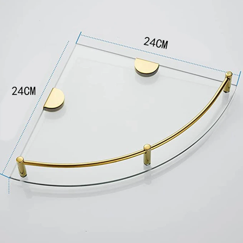 Bathroom Shelves, 2-Tier Bathroom Glass Corner Shelf Wall Mounted ,Tempered Glass Shelf for Storing Shower Gel/Soap-C-A22U