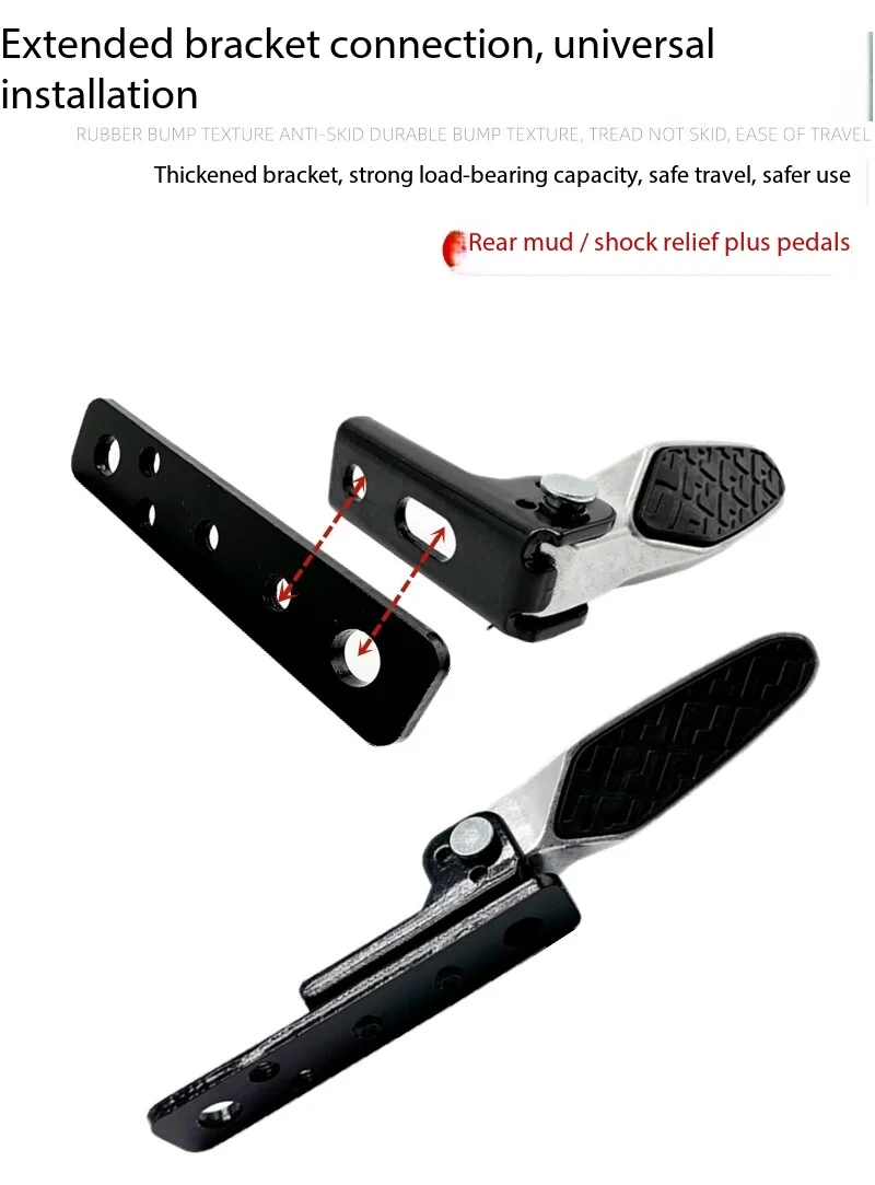 Rear Foot Pegs For Electric Scooter Foldable Rear Passenger Footrest Extension Anti Slip Surface