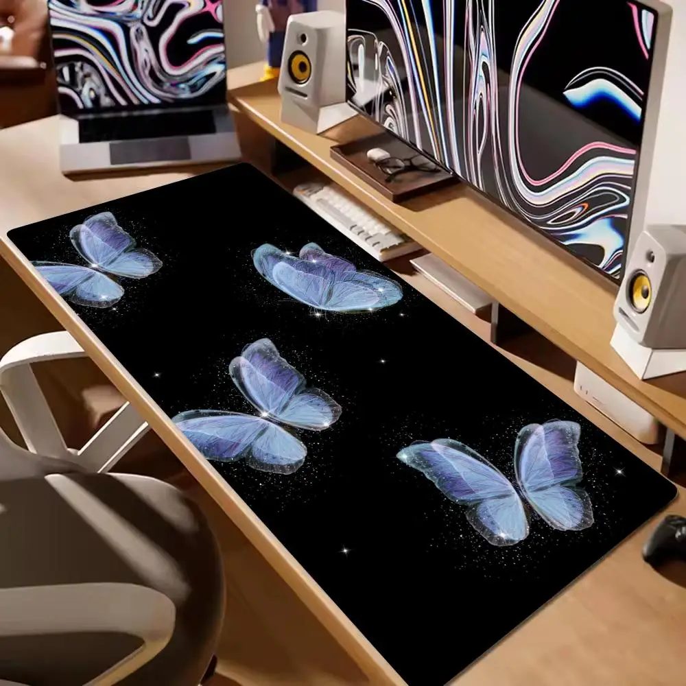 فراشة الفن ماوس الوسادة كبيرة الكمبيوتر مكتب ألعاب الجدول حصيرة XXL المطاط المضادة للانزلاق مخيط حافة لوحة المفاتيح الحصير قابل للغسل منصات مكتب