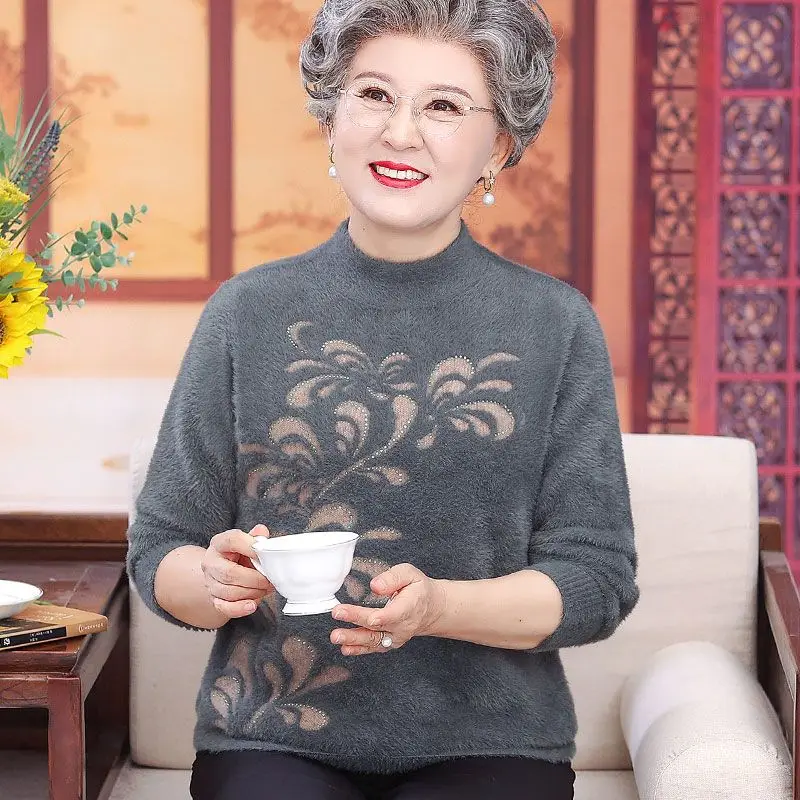 Winter Women's Knitted Warm Woolen Base Layer Top Fashionable Versatile Half High Collar Warm Comfortable Knitwear Female M167