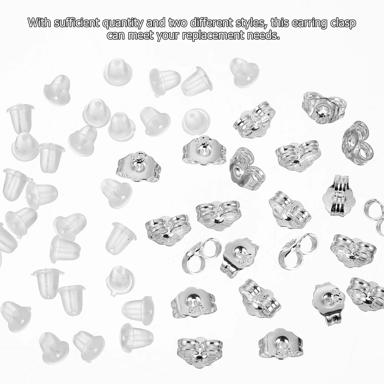 200 Pcs Clear Stud Earrings Back Lifters Stoppers Screw Backs Replacement Clasps Plastic Secure Locking