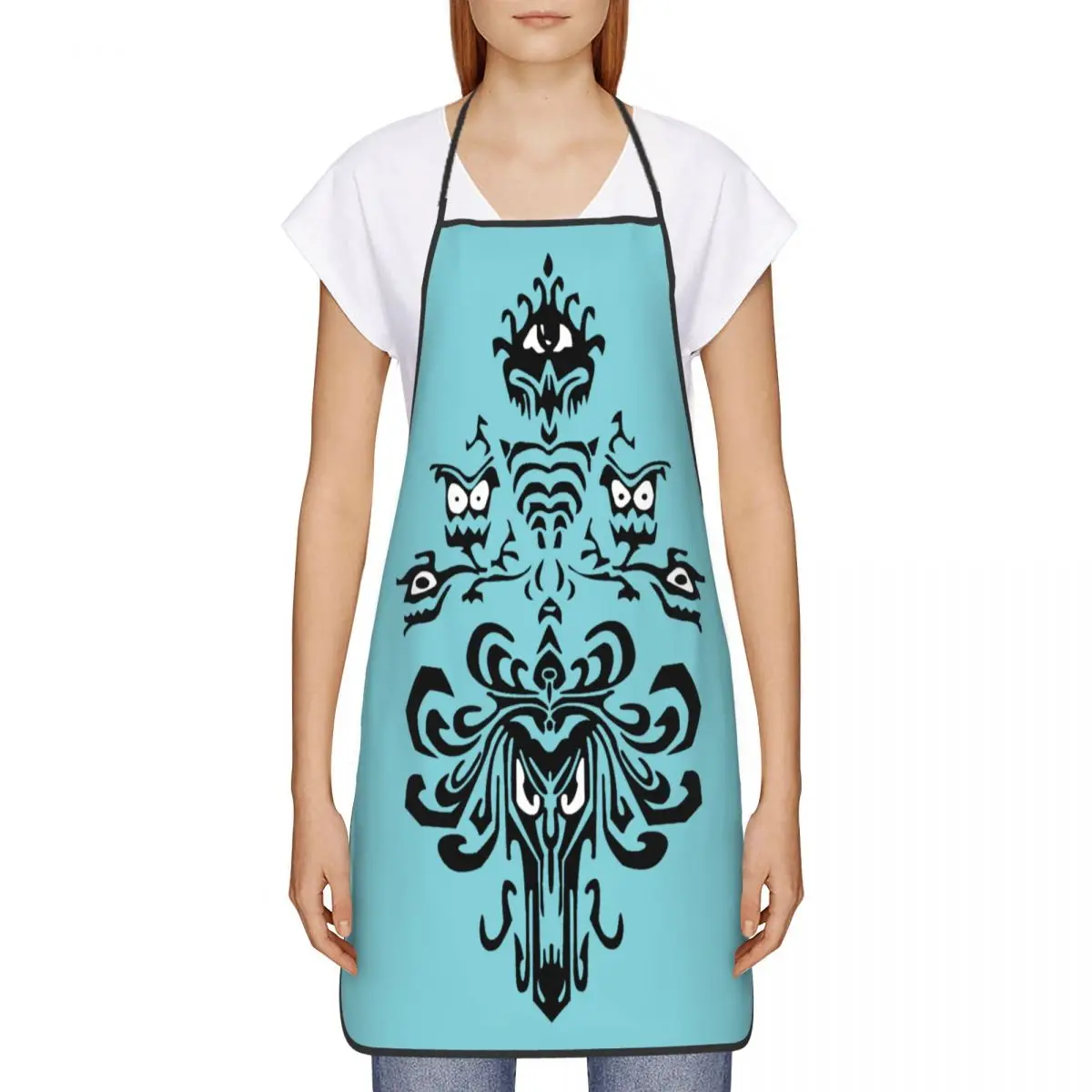 Custom Unisex Halloween Monster Haunted Mansion Kitchen Chef Cooking Baking Apron Women Men Tablier Cuisine for Painting