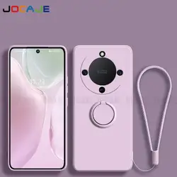 For Honor Magic 5 Lite X9A Liquid Silicone Ring Holder Phone Case For Huawei Magic 6 Pro 7 Lite X9B Soft TPU Cover With Lanyard
