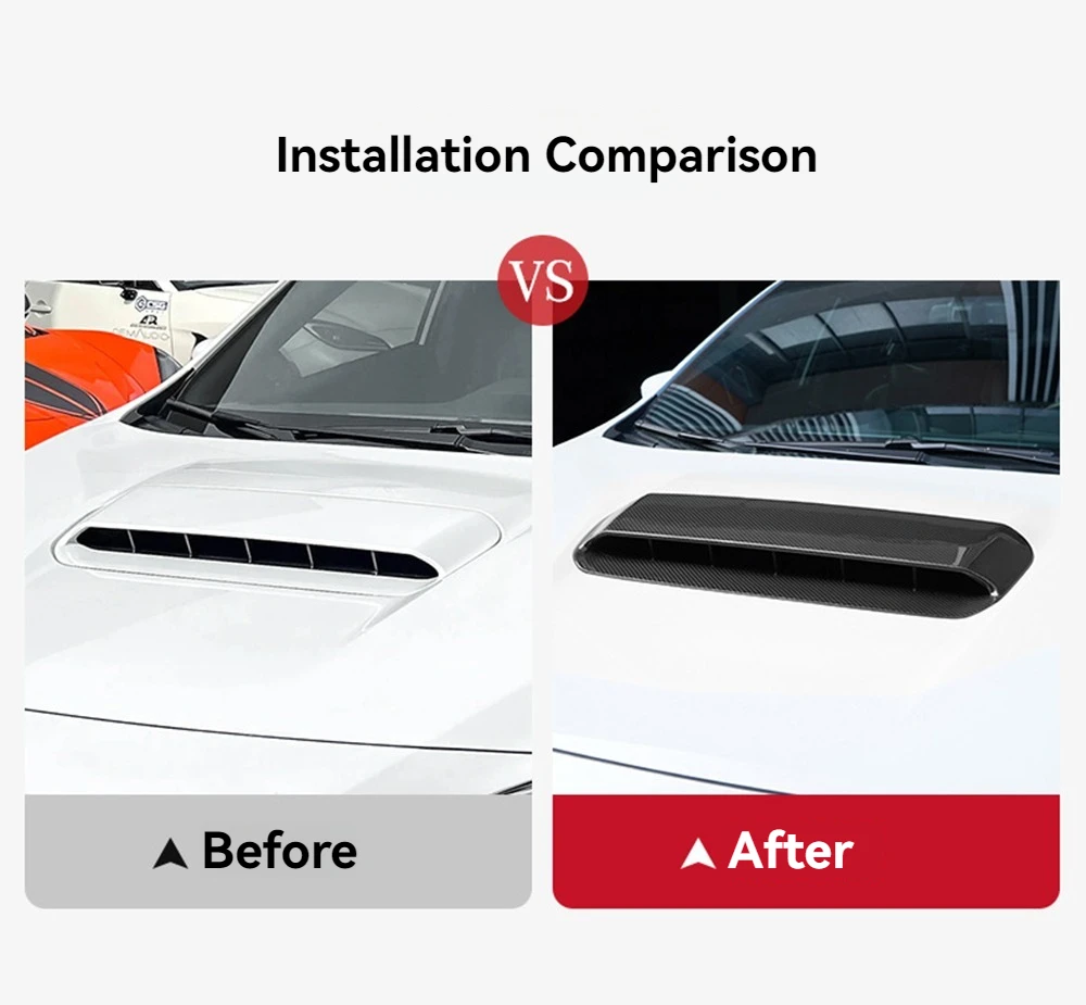 Car Styling Real Dry Carbon Fiber Engine Hood Air Vent  Fender Intake Scoop Trim Cover Sticker Decoration For Subaru WRX 2022+