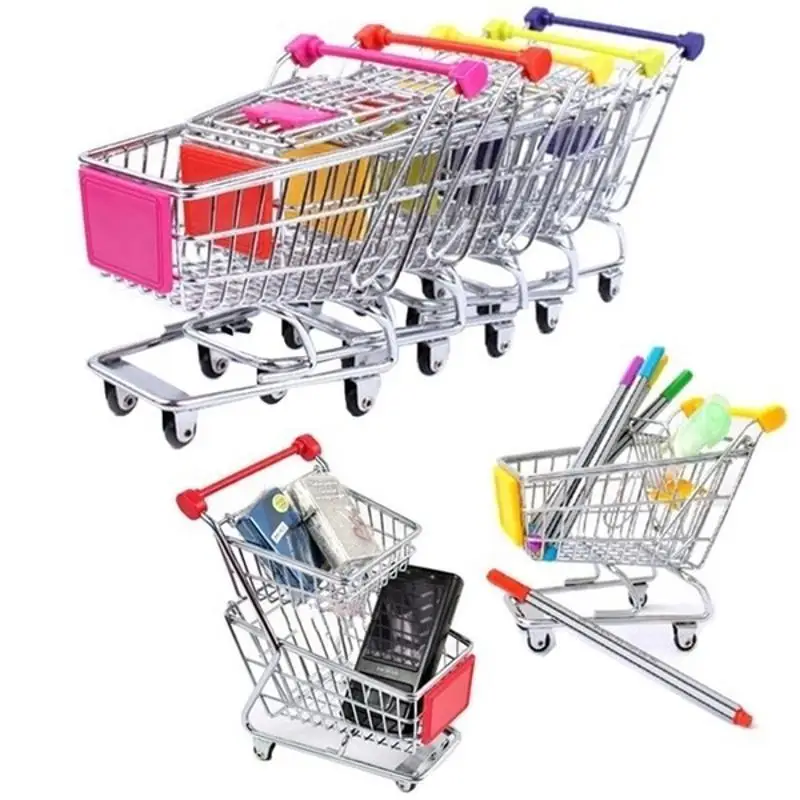 1:48 Mini supermercato carrello della spesa carrello modello desktop giocattoli per bambini decorazione della casa in miniatura