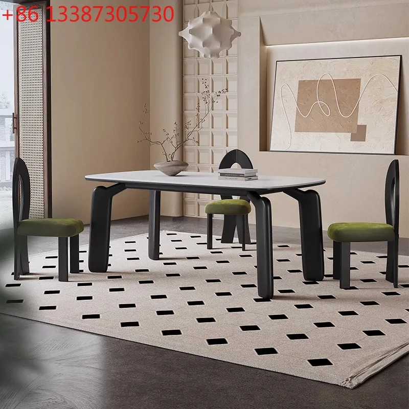

French cream style slate dining table rectangular modern simple home small apartment dining table