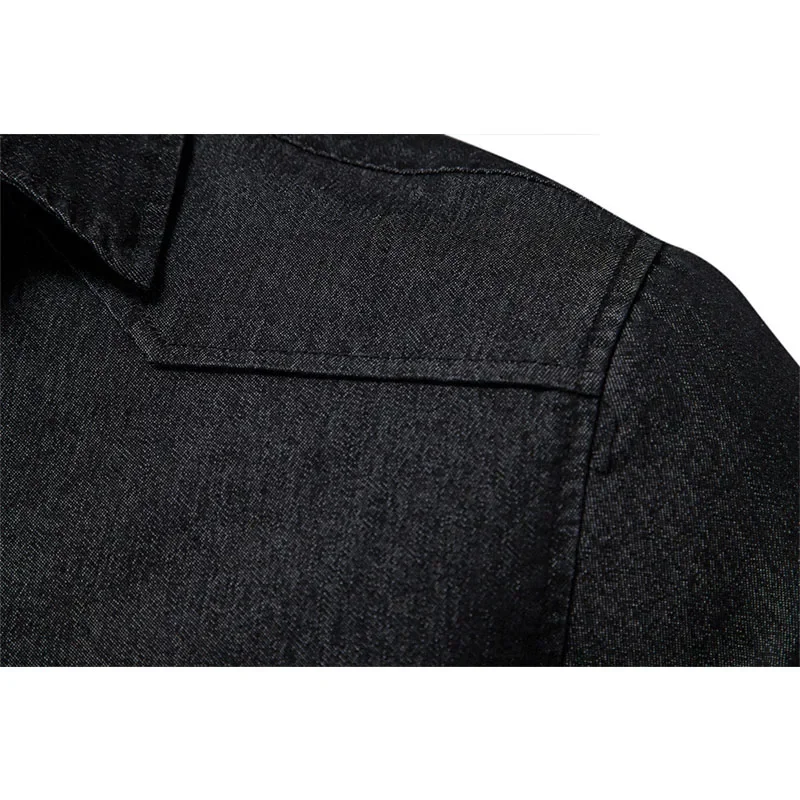 Pop masculino de alta qualidade algodão denim camisas outono cowboy camisa masculina botão cor sólida casual fino ajuste jeans camisa designer pano
