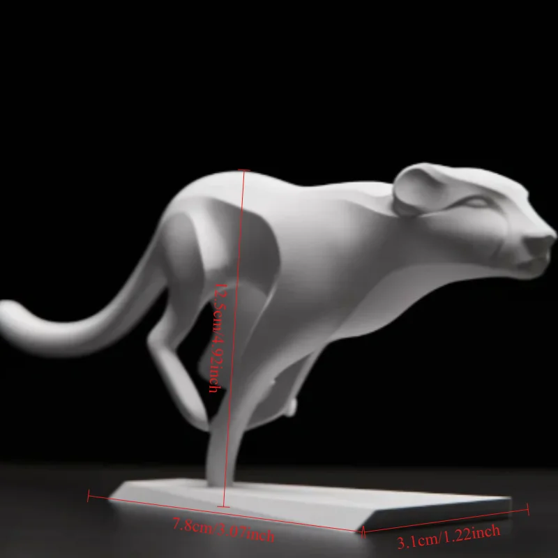 3D Printed Minimalist Cheetah Sculpture Ornament - Modern Art Tabletop Decoration - Dynamic Design  Desk Decoration Living Room