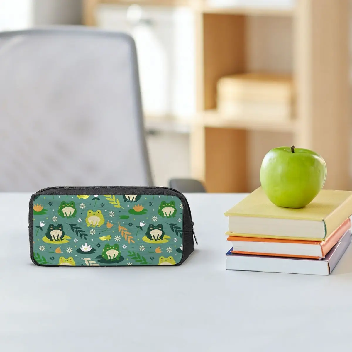 Cute Frogs Pattern Pencil Cases for Students School Pen Box Pencil Bag Large Storage Pencil Pouch Storage Stationery Supplies