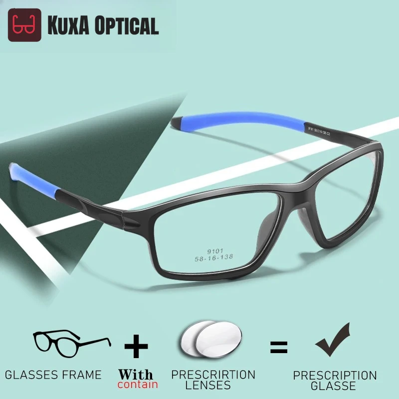 

KUXA велосипедные спортивные очки для мужчин, оптическая оправа с рецептурными линзами, правильные очки для близорукости TR90, мягкая резина