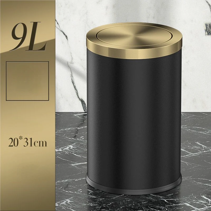 Quality Stainless Steel Garbage Bin Swing Flip Cover Gold Waste Bucket Kitchen Bathroom Toilet Trash Can Household Hotel Dustbin