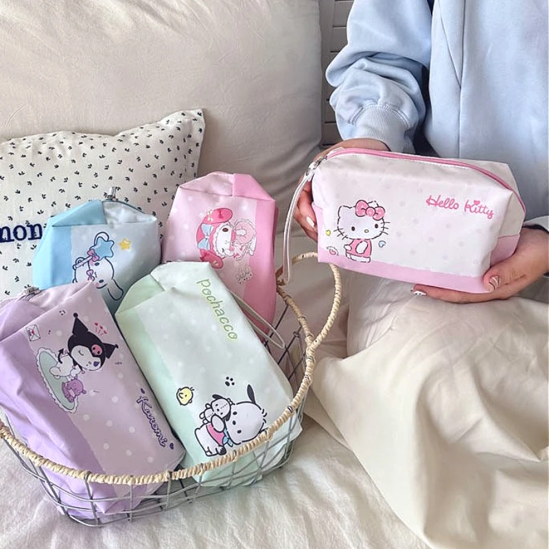 

Cartoon Hellos Kittys Hand Makeup Bag Portable Mini Storage Bag Cute Cinnamorolls Kuromis Mys Melodys Pattern Girl's Gift