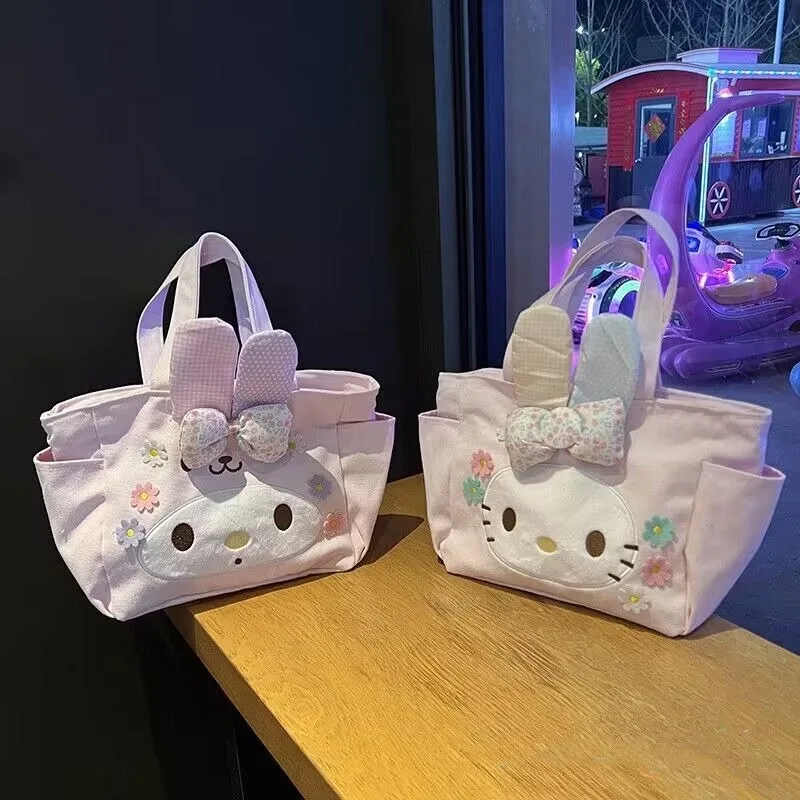 My Melody Anime Kawaii Sanrio Ins Moda Ragazze Tela Lunch Box Bag Borsa carina Studente Bento Borsa Regali per ragazze