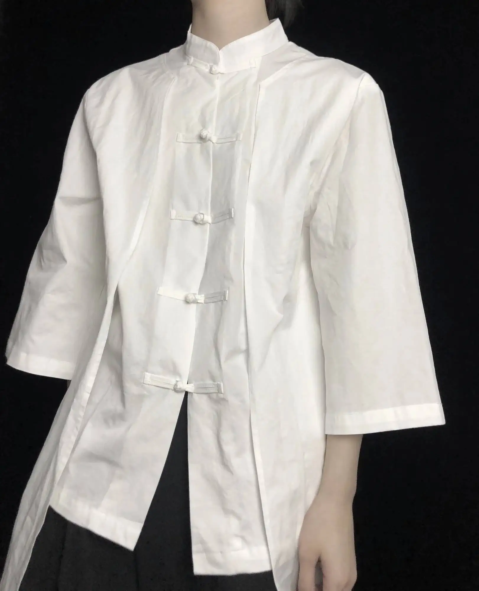 UMI MAO Designer Shirt Autumn Chinese Buckle Blazers Fake Two-piece Three-quarter Lining Niche Dark Long Sleeve Top