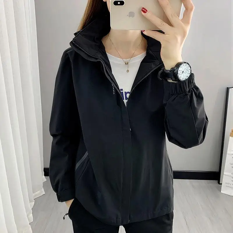 Women's Spring Autumn New Style Single Layer Thin Outdoor Windproof Waterproof Casual Jacket Mountain Climbing Suit
