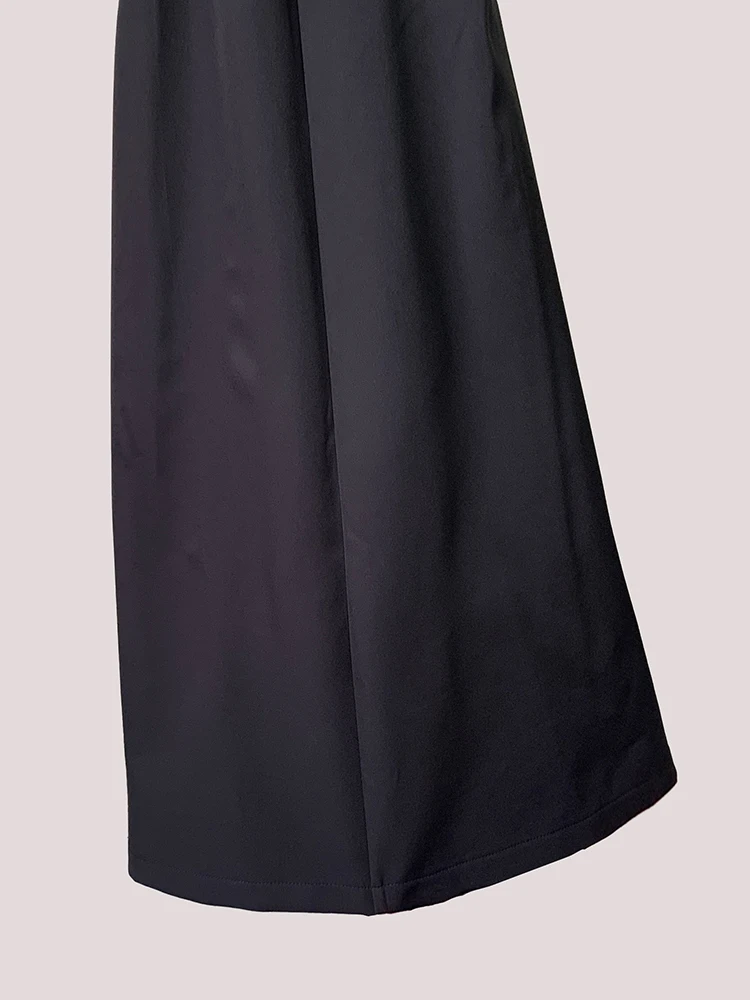 Lautaro Primavera Autunno Nero Flowy Gonna lunga fino al pavimento Donna Spacco frontale Vita alta Elegante Extra lungo A Line Abiti di lusso 2025