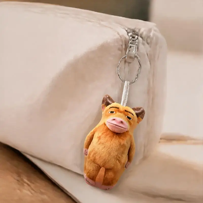 New 1Pcs Sound Keychain NIU LAI Cow Comes An Abstract Plush Toy Voice Accessory Cow Mother Schoolbag Pendant Friend Birthday