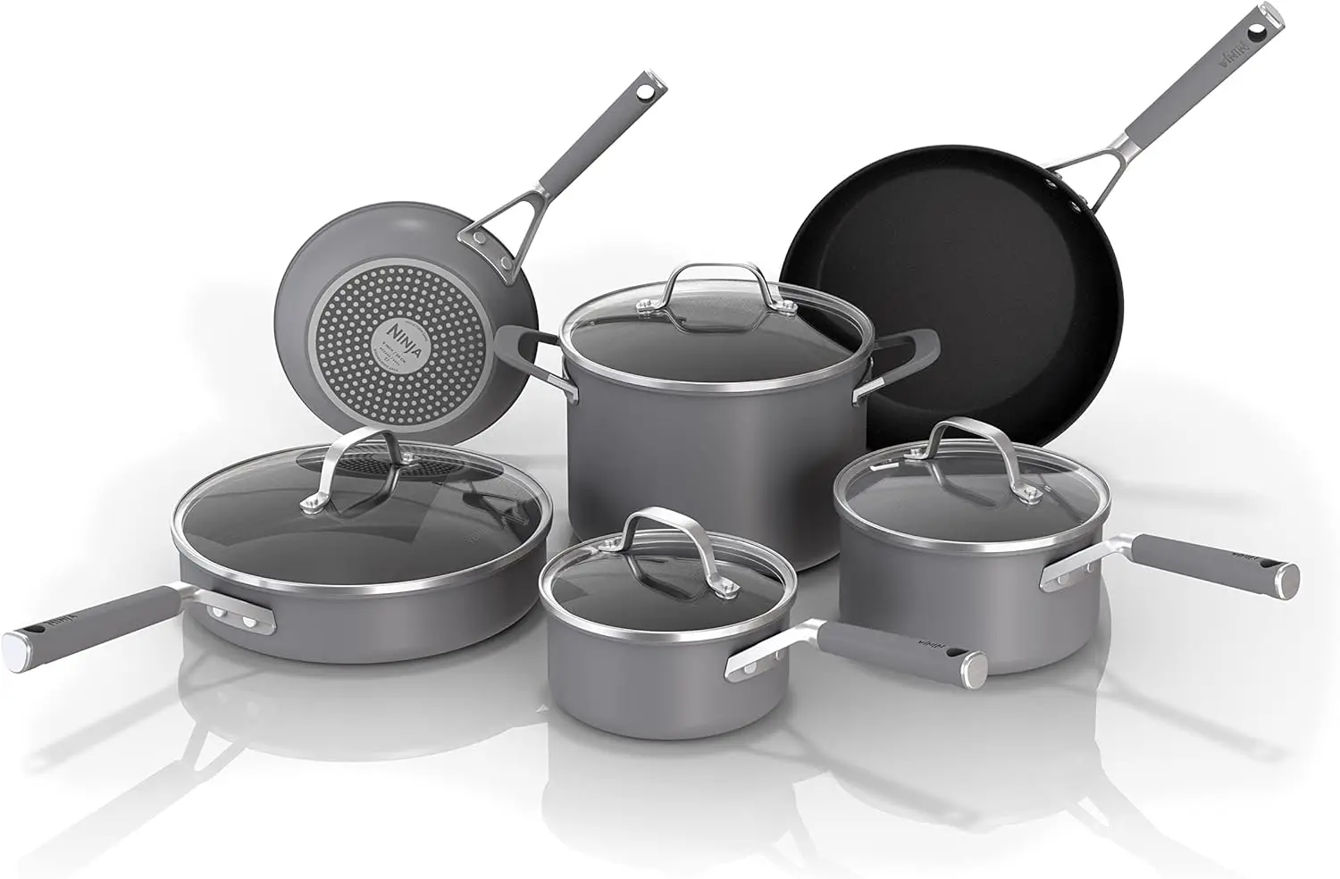 Pots and Pans Set Non Stick | Comfort Grip 10-Piece Cookware Set with NeverStick | Frying Pan, Sauce Pan With Lid, Stock Pot