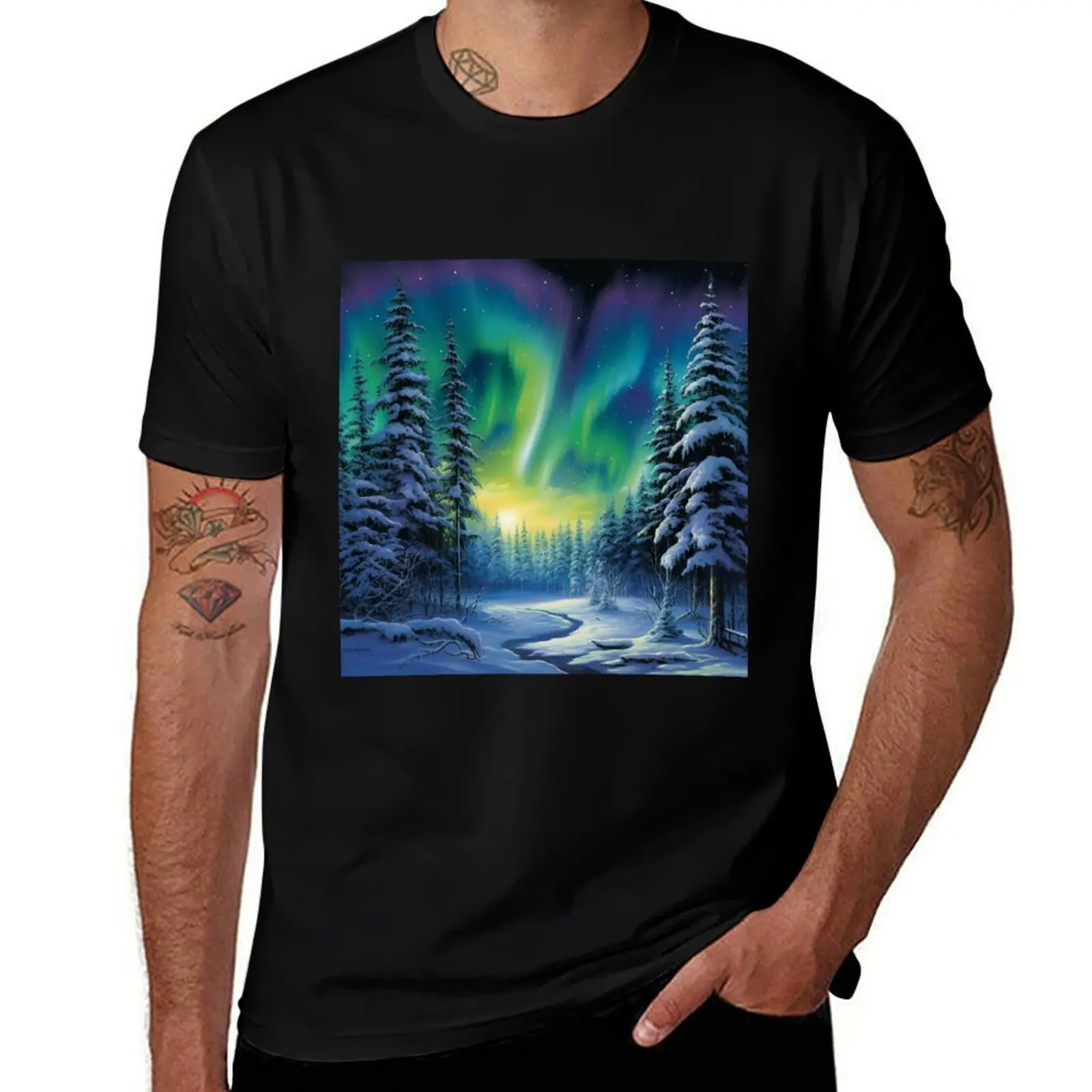 Enchantment of the Boreal Night T-Shirt No Iron Casual Short Sleeve Top T-Shirt