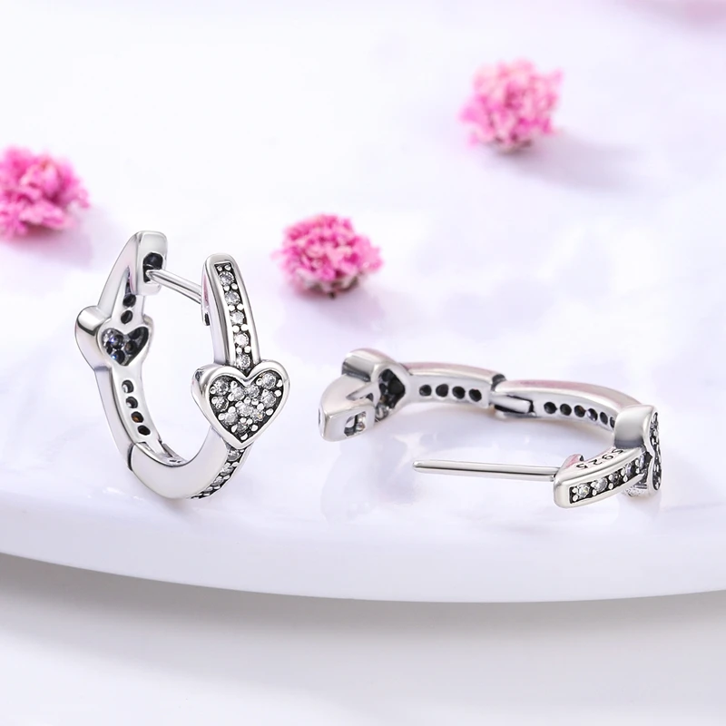 Echte Liebesfeder-Ohrringe aus 925er Sterlingsilber, passend für Original-Charms, Creolen für Damen und Mädchen, Ohrstecker, edler Schmuck, Geschenke – Detail 14
