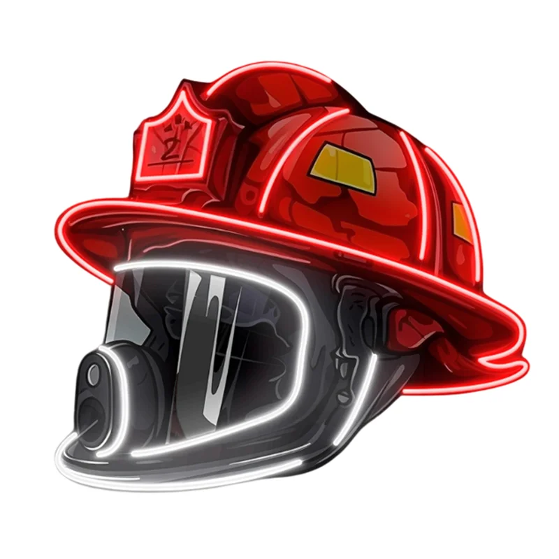 

Bright and Artistic LED Neon Firefighter Helmet Sign for Room Decor