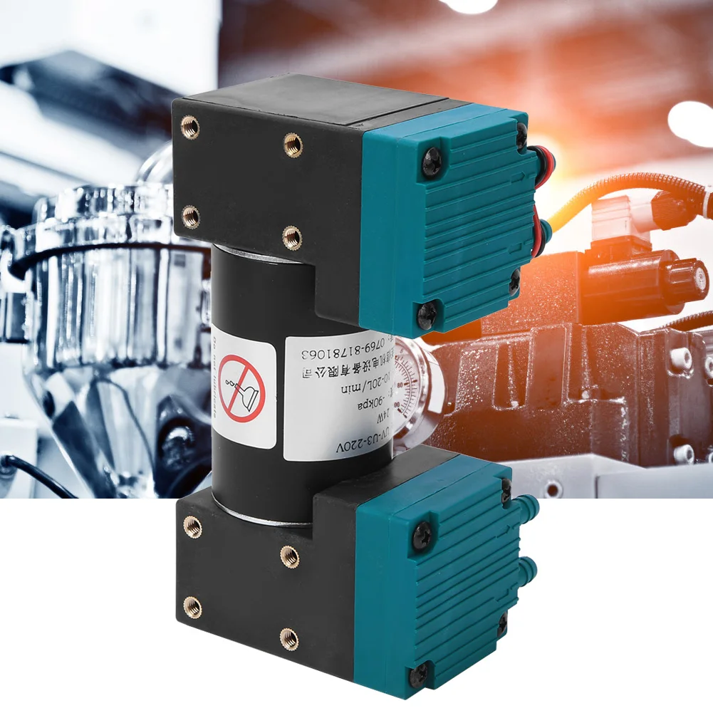 

Вакуумный диафрагменный насос 90~350 кПа, мини-вакуумный насос, большой, малошумный, -90~350 кПа, 24 Вт, 10~20 л/мин, DC12V/DC24V/AC220V