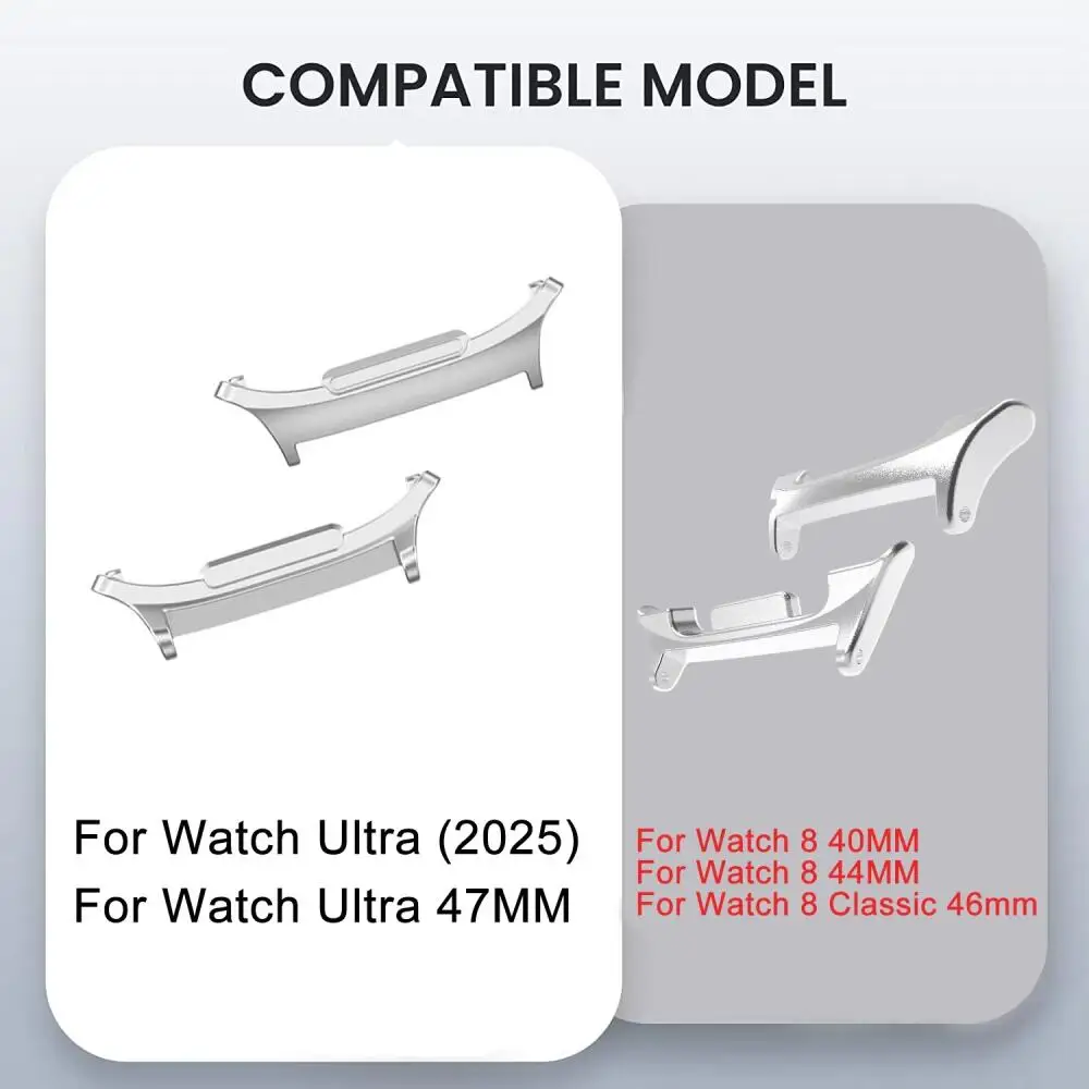 حزام من الفولاذ المقاوم للصدأ لساعة سامسونج جالاكسي الترا (2025) 47 ملم سوار معدني فاخر لساعة جالاكسي 8/8 كلاسيك 40/44/46 ملم