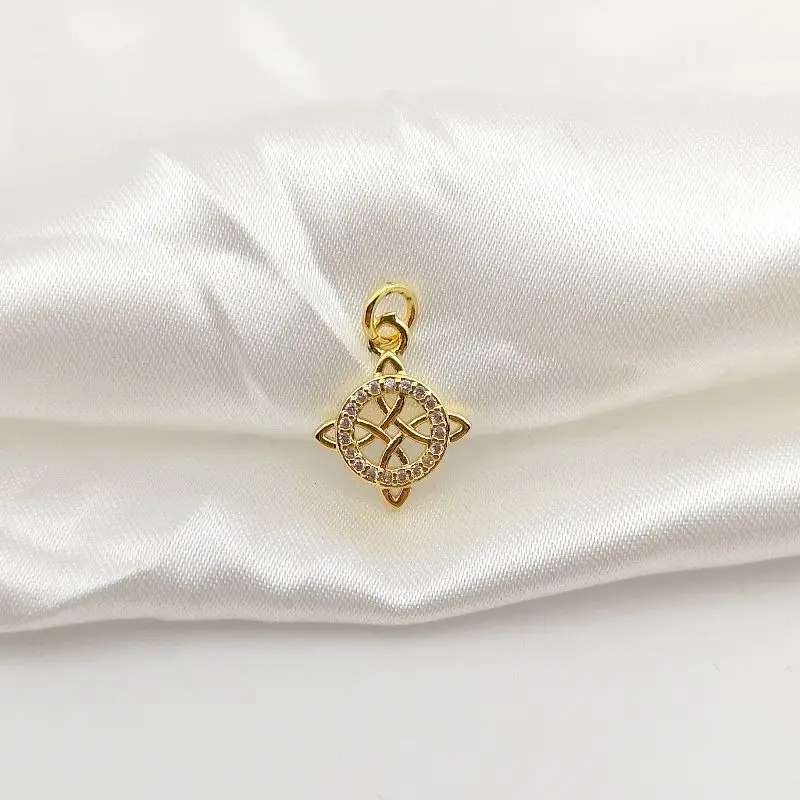 Gold Plated Witch\'s Knot Charms for Necklace Celtic Knot Pendant with Triquetra Knot Wiccan Talisman Jewelry Irish Amulet Gift