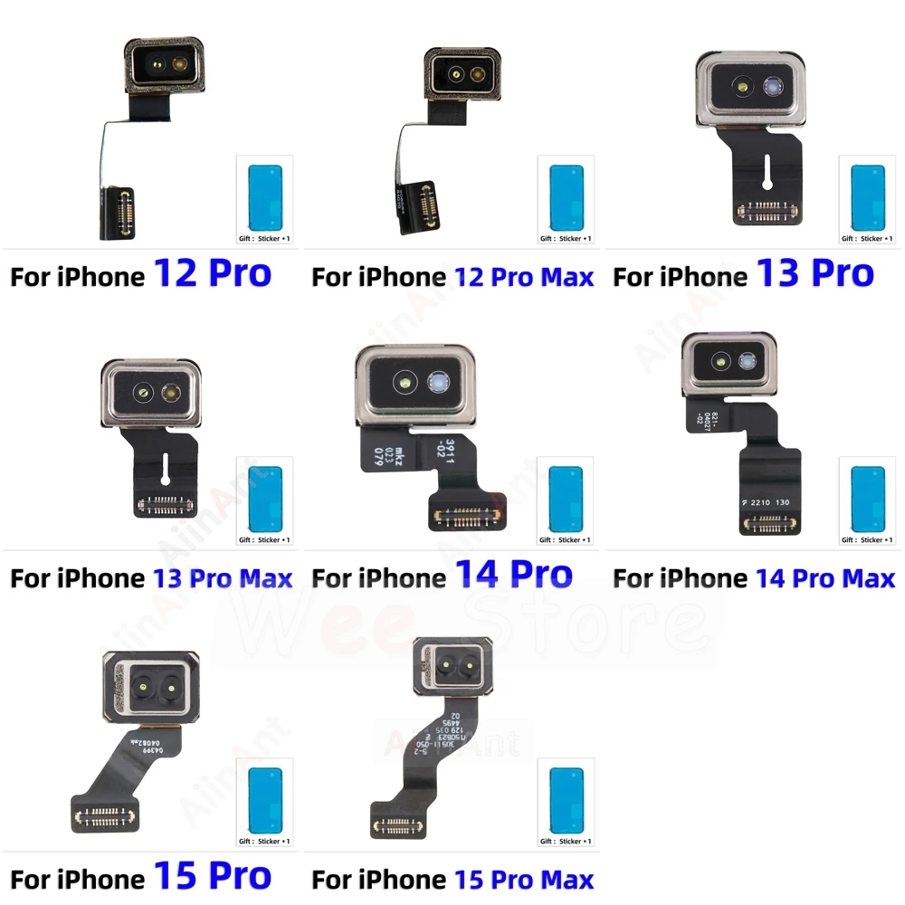 100% AiinAnt Proximity Ambient Light Lidar Sensor Flex Cable For iPhone 12 13 14 15 Pro Max Plus mini with Sticker