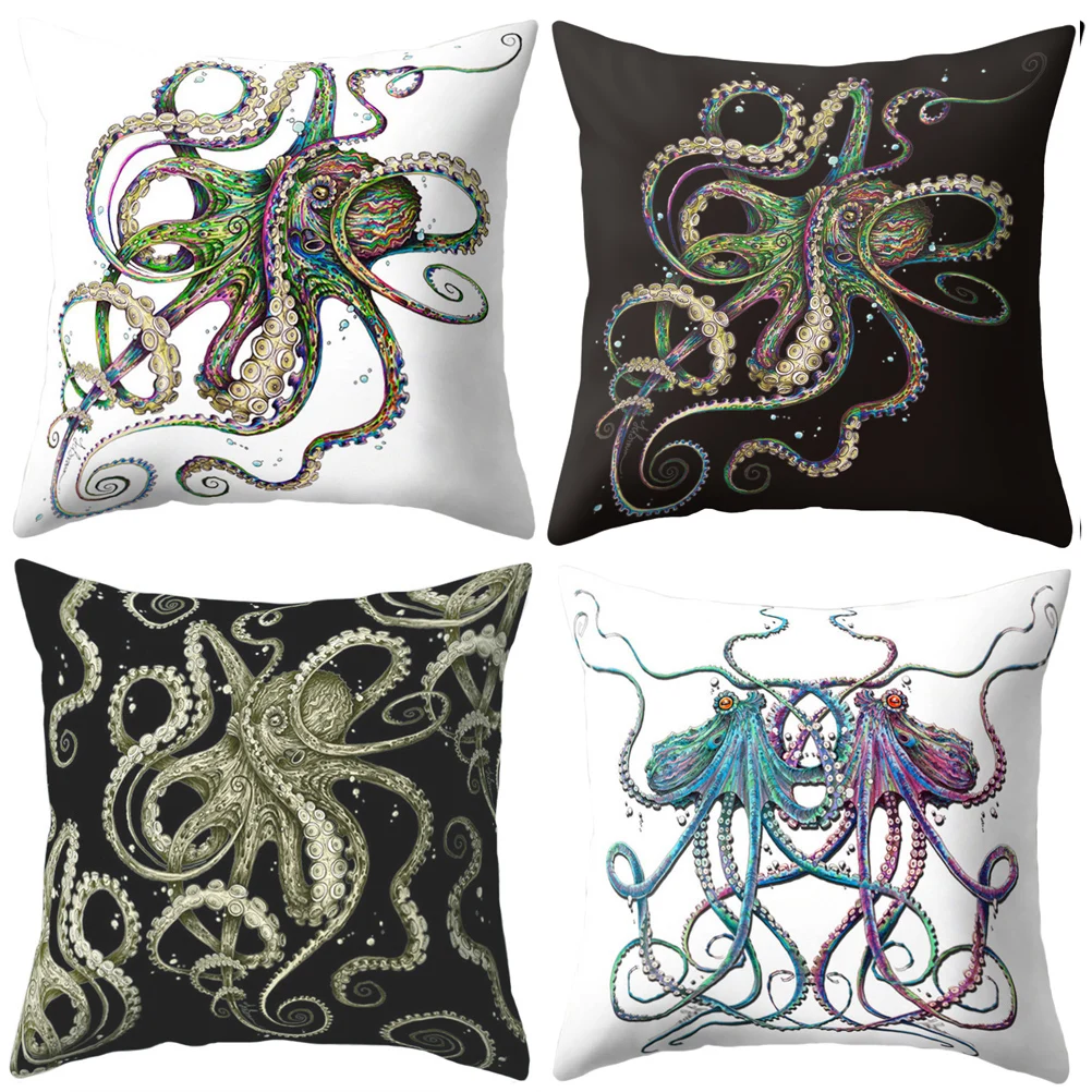 

1 Pcs Colorful Sea Animal Octopus Pillow Cases Home Furnishings Pillowcase Cushion Cover Car Decor
