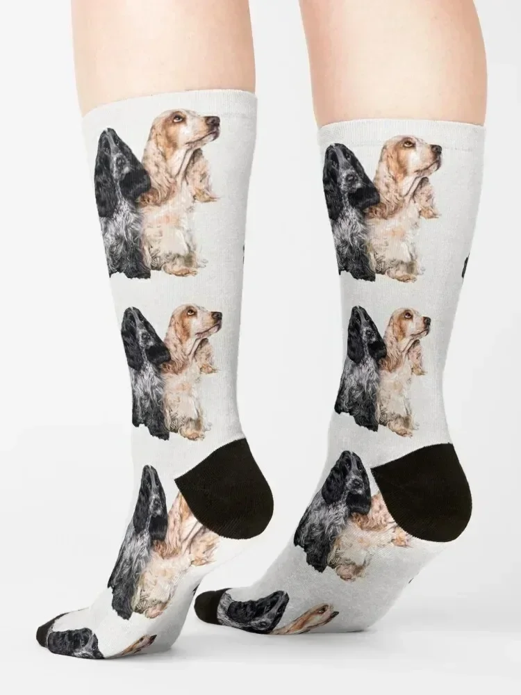 Cocker Spaniel Blue Roan Orange Roan Cute Puppy Dogs Socks hiking floor Run gift Male Socks Women's