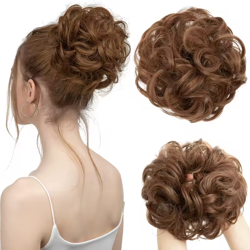 Synthetic Messy Hair Bun Extensions Big Curly Elastic Hair Scrunchies Hairpieces Chignon Donut Updo Hair Pieces for Women - Image 41