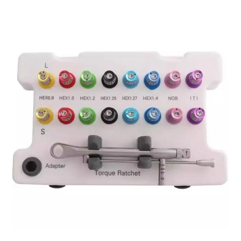 Whole Set Dental Implant Restoration Tool Kit - Universal Torque Wrench 10-70NCM with Screwdrivers for Prosthetic Repair