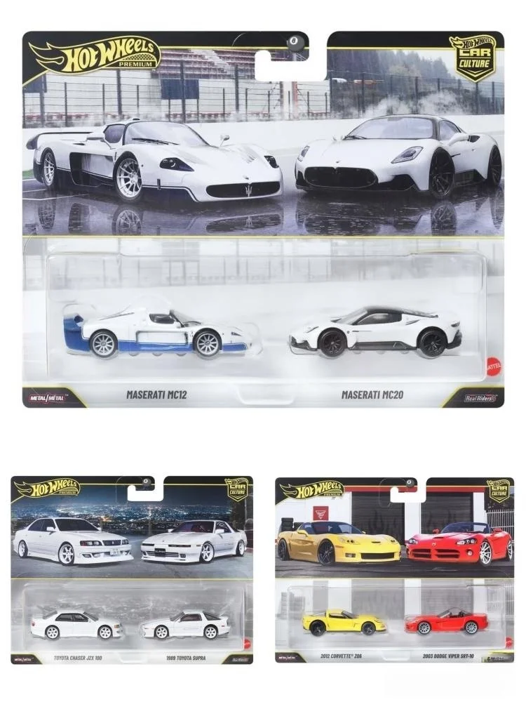 Hot Wheels Premium HBL96-W 2-Pack Series,Corvette Dodge Maserati Toyota Chaser/Supra,1:64 Diecast Collection Gift Toys for view 4