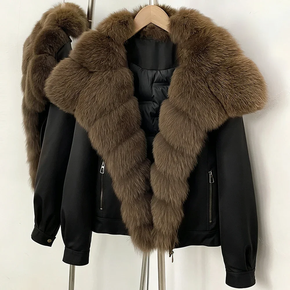 OFTBUY 2026 Neue Winter-Daunenparka für Damen mit Echtem Fuchspelzkragen, Natürliche Pelzjacke, Warme Jacke mit Pelzmanschetten, Lässiger Mantel, Oberbekleidung – Detail 8