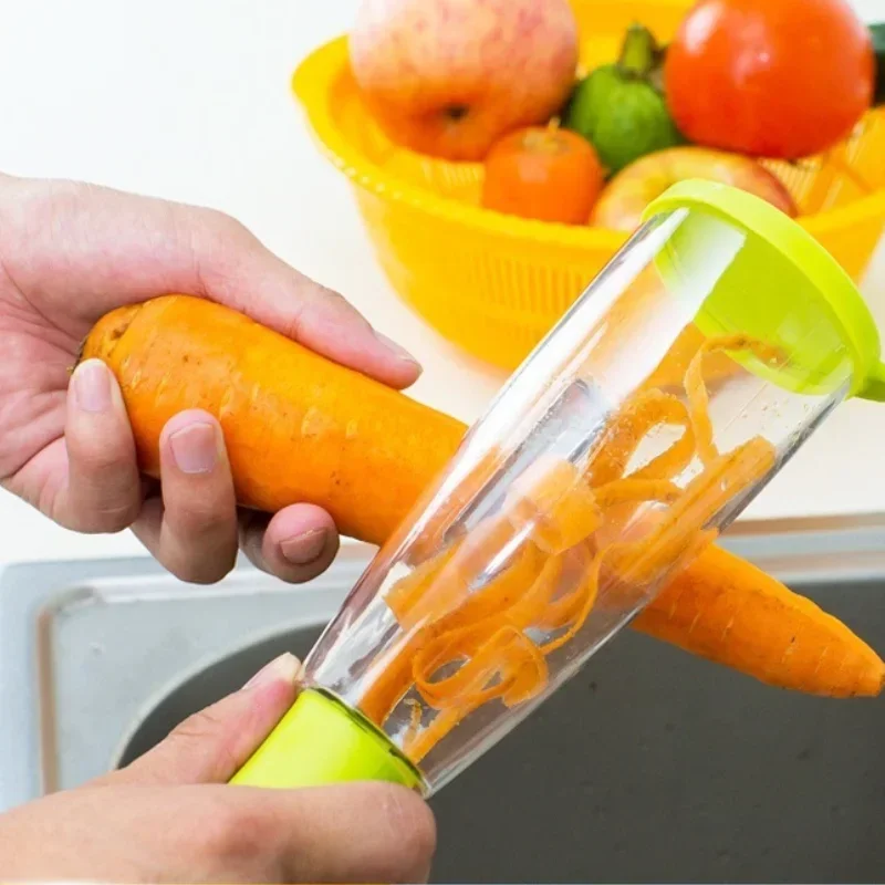 Multifunctional  Box Peeler Knife Peeler With Rubbish Bin Slicer Shredder Stainless Steel Vegetable Kitchen Tool Gadgets Slicer