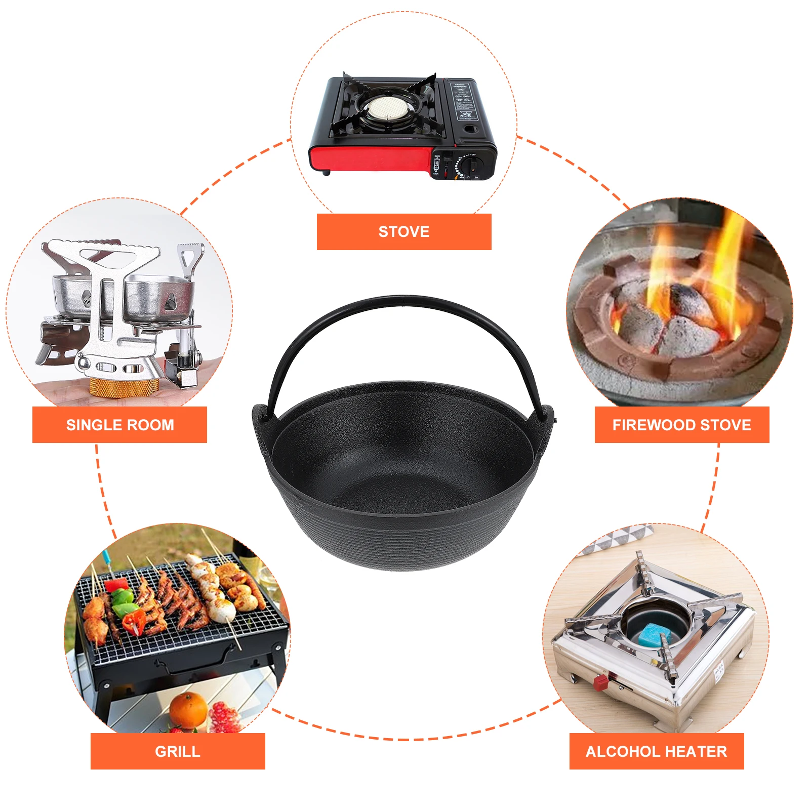 

Non-Stick Stew Cast Iron Soup Pot Heat Resistant Kitchen Cookware Household Saucepan Non-Slip Handle Compact Design Stew