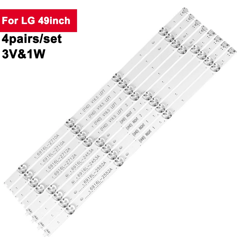 

4Pairs/Set 3V 1W Backlight TV Led Strip For LIG 49inch 49" V16 ART3 2551 Rev3.2 2 TV Backlight Strips 49UH650V 49UH6500 49UH6507