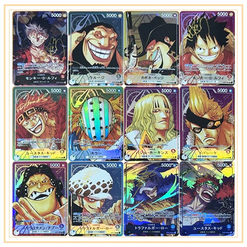 DIY ONE PIECE 12pcs/set Collection card X Drake Trafalgar D. Water Law Anime characters flash card Cartoon toys Christmas gift