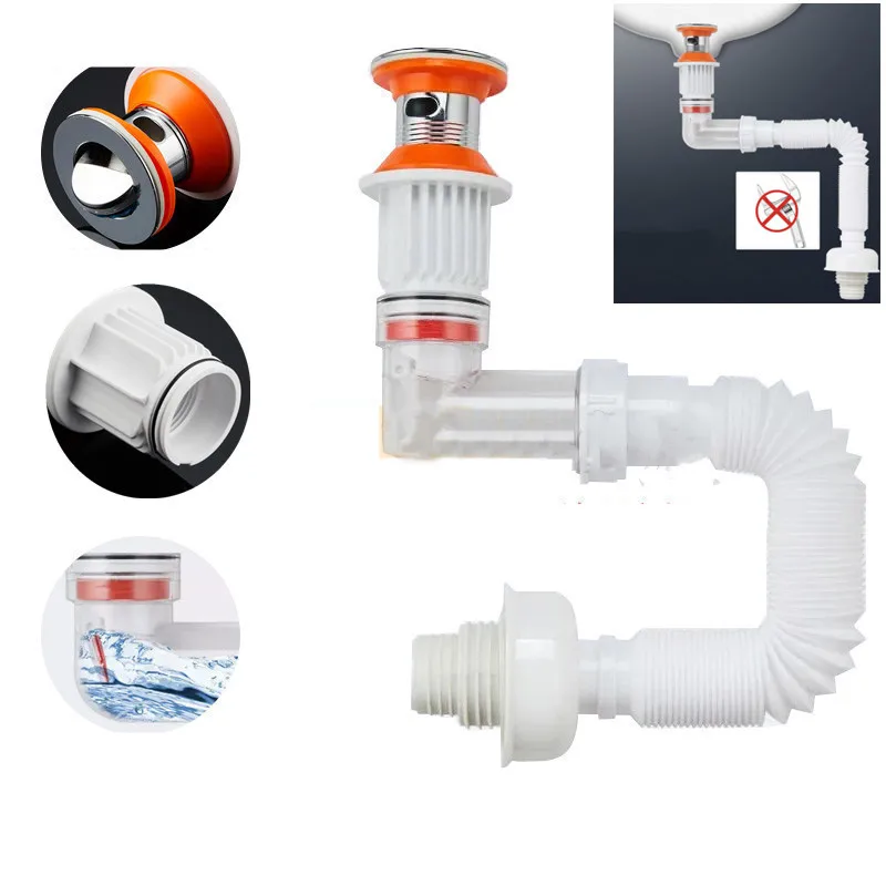 Kitchen Sink Deodorant Drain Sink Hose for Washbasin Anti-reverse Water Pipe Drainage Strainer Bath Sewer Plumbing Accessories