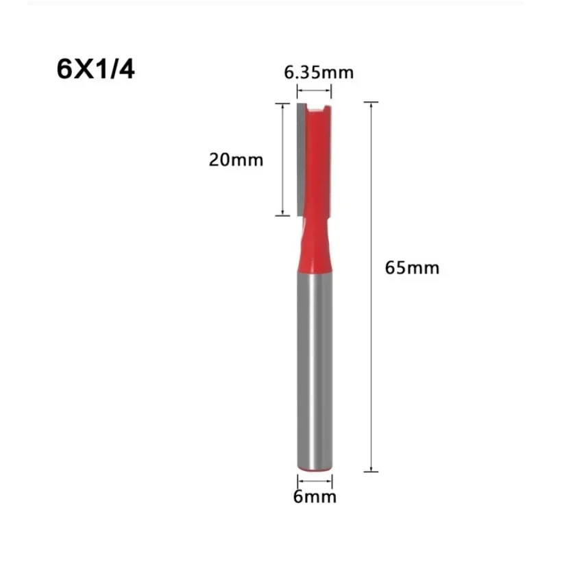 Broca de enrutador con punta de carburo YG8 para tallado de madera, 1 piezas, 45 #, vástago de 6MM, flauta doble única