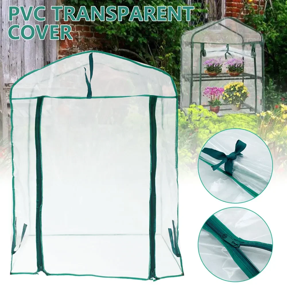 2 Tier Greenhouse Cover PVC Transparent Tent Plant Protective Replacement Cover without Iron Stand for Garden Plants Flowers