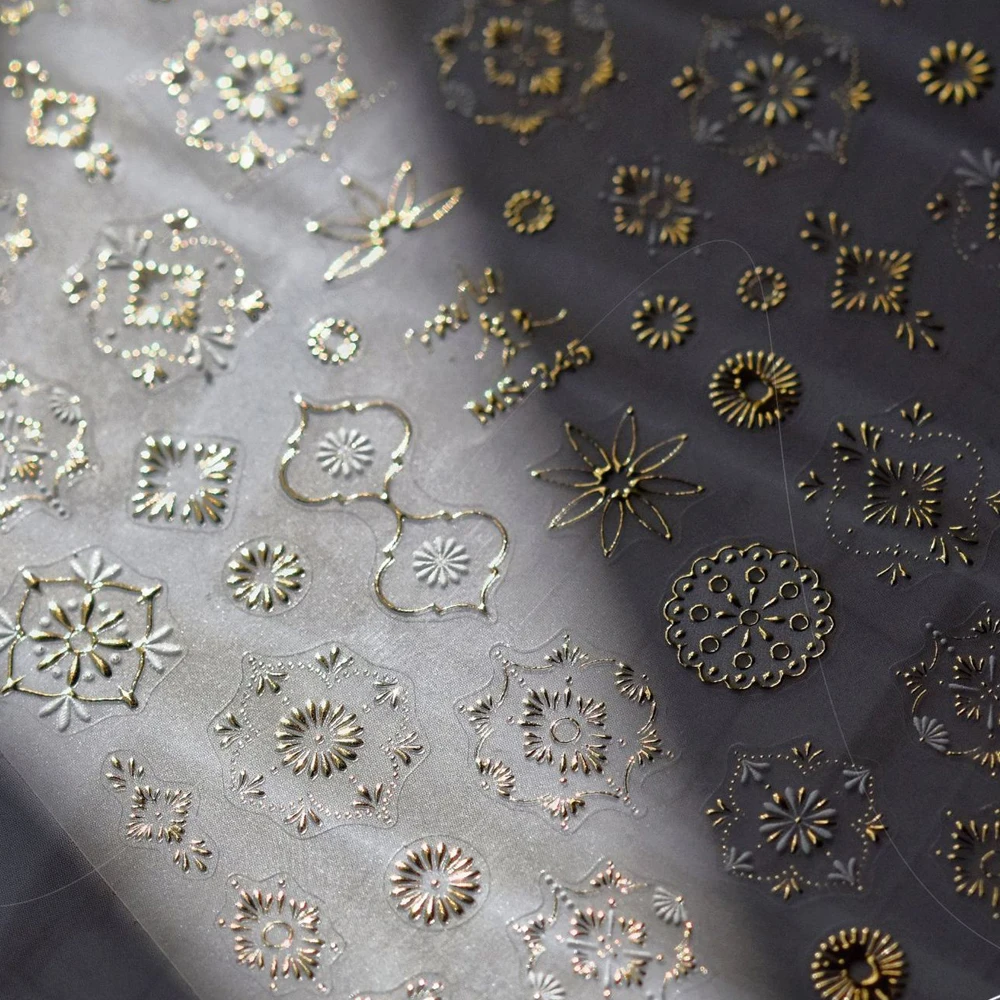 خمر اليابانية بوهو الأزهار الدانتيل 5D مسمار الفن ملصق البوهيمي نمط الساخن ختم الذاتي لاصق الديكور مانيكير صائق DIY بها بنفسك