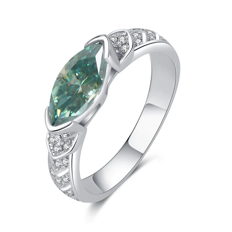 

Women's S925 Sterling Silver 1CT Marquis Moissanite Ring, D Color Lab Diamond Engagement Jewelry, Exquisite Luxury Proposal Gift