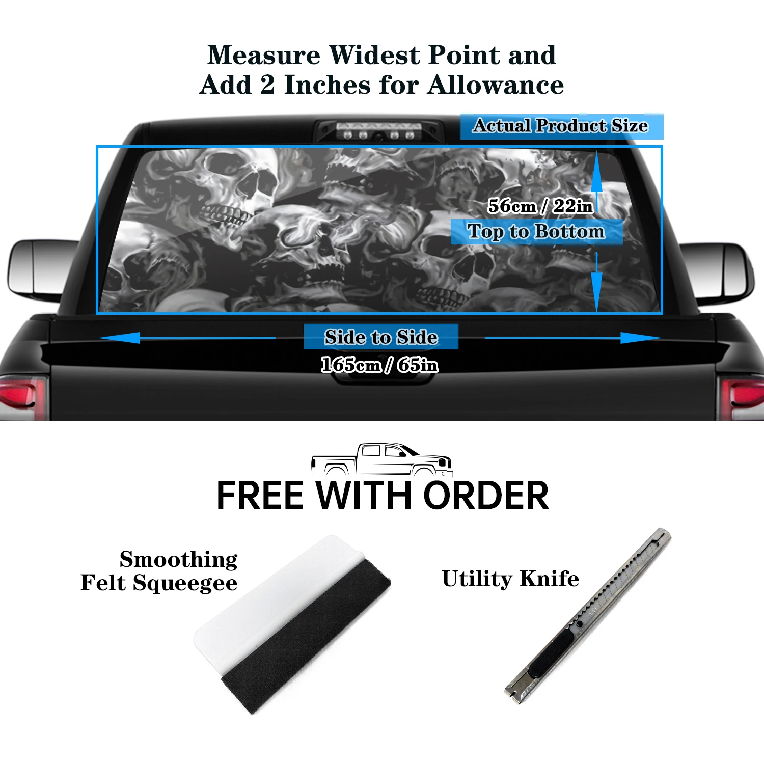 Personalise Skull Rear Window Decals For Trucks Suvs Universal High-Definition Print Graphic Decoration Truck Window Decals