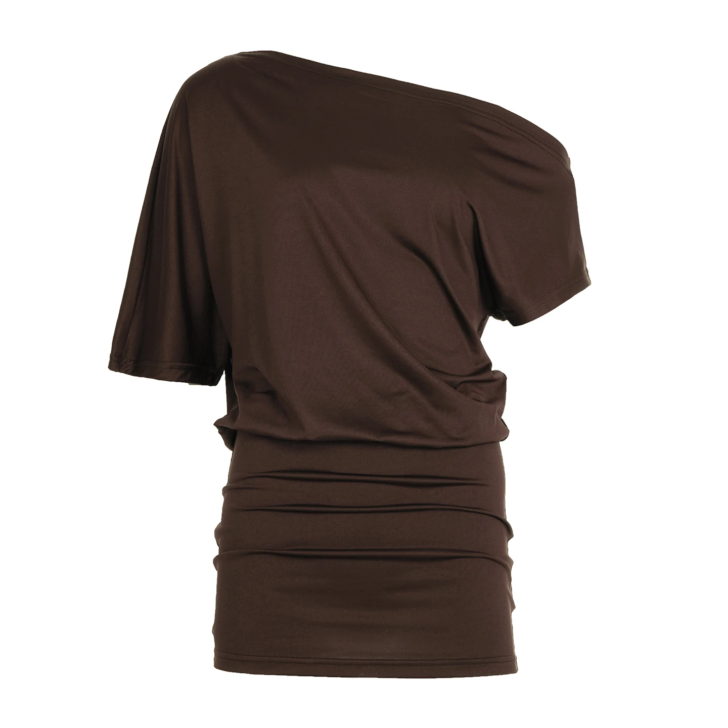 SUCHCUTE Wickelkleid mit Fledermausärmeln für Damen, One-Shoulder, solides, rückenfreies, figurbetontes Kleid, Abendparty, Clubkleid, Y2K, sexy Outfits für den Sommer – Detail 5