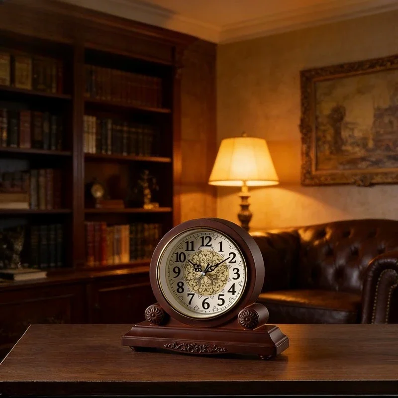 Resin Clock Living Room Decoration Clock Silent Hanging Watch American Retro Watch Quartz Bedside Table Clock Home Decoration