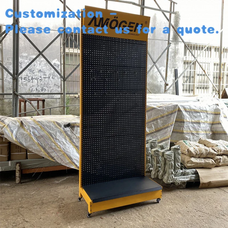 custom.Factory Custom Size Color Yellow Exhibition Display Racks Shops Hardware Store Hanging Pegboard Metal Display Rack